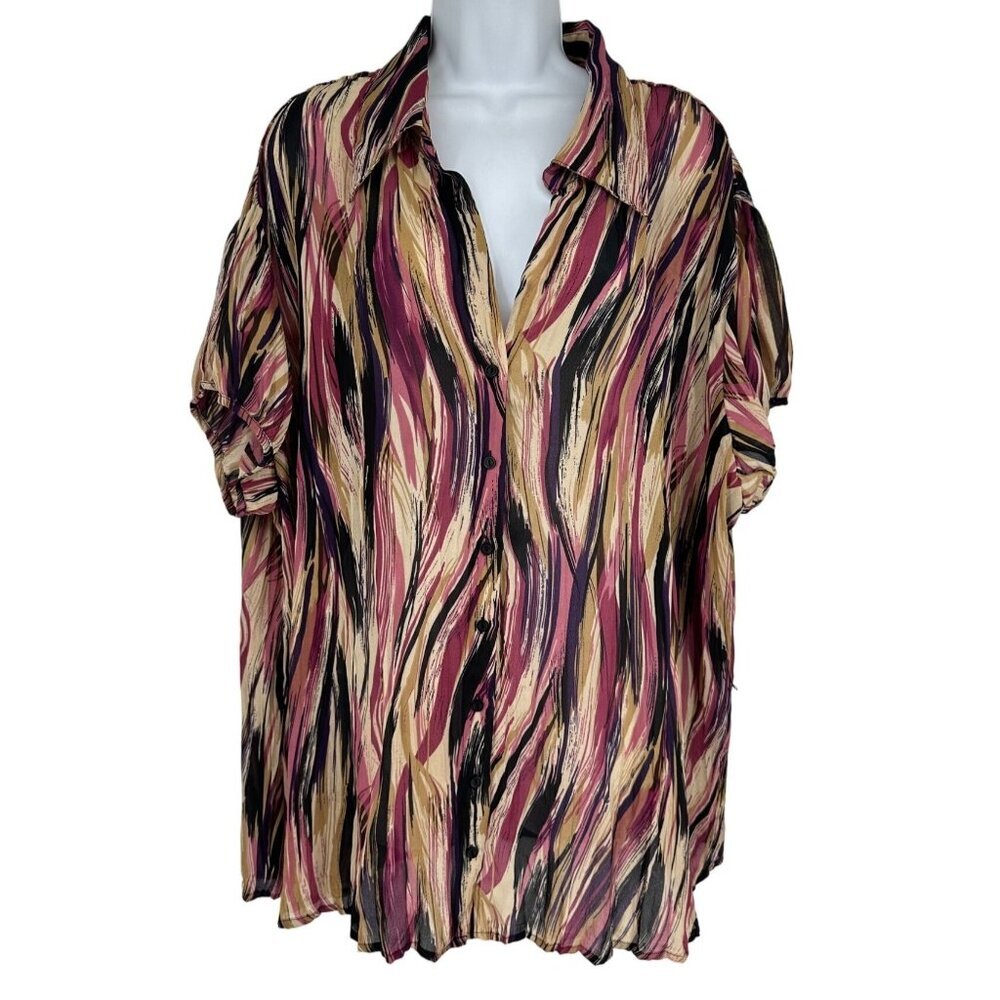 Lane Bryant Short Sleeve Button Front Blouse Size 26/28W